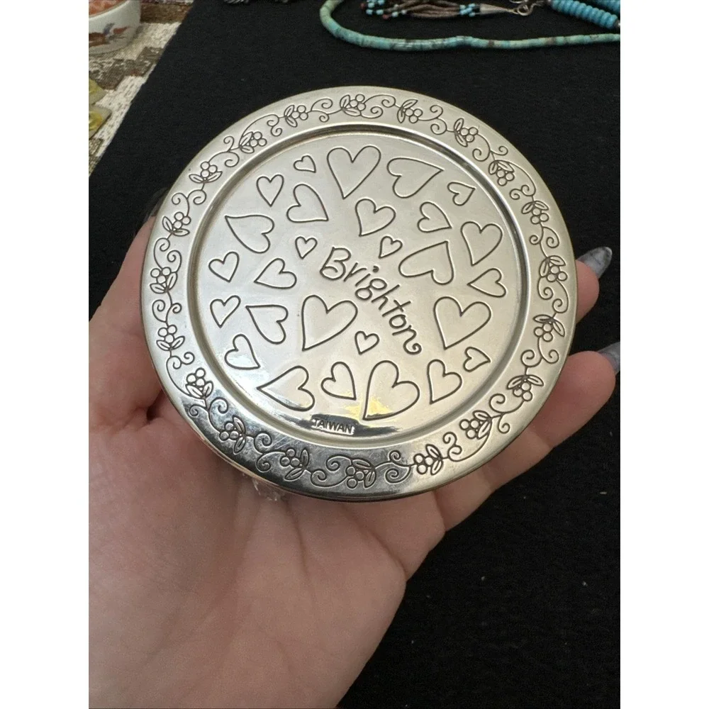 BRIGHTON Skribbel Trinket Box Silver Toned Round 3